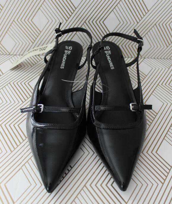 No Boundaries Shoes - No Boundaries Womens Kitten Heel Slingbacks Black Size 9.5 New